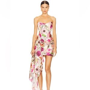 Katie May Strapless Floral Dress - Pink and White